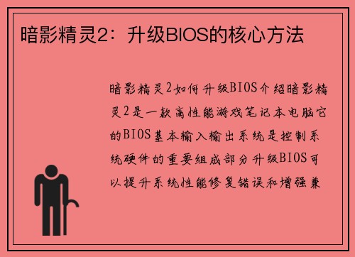 暗影精灵2：升级BIOS的核心方法
